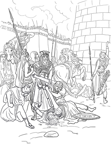 The Death of Abimelech Coloring page