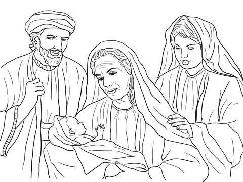 Boaz, Naomi, Ruth and Baby Obed Coloring page
