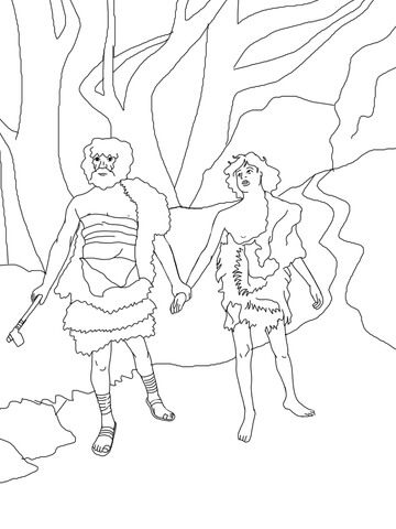 Cain Lead Abel to Death Coloring page