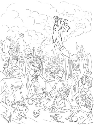EzekielвЂ™s Vision of the Valley of Dry Bones Coloring page