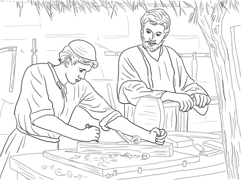 Jesus Christ the Son of a Carpenter Coloring page