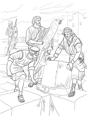 Nehemiah Rebuilding the Walls of Jerusalem Coloring page