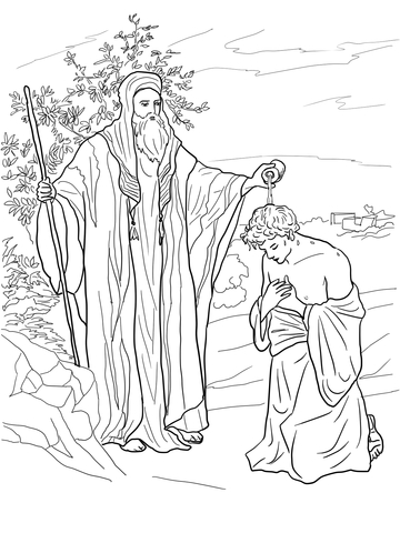 Samuel anoints Saul as King Coloring page