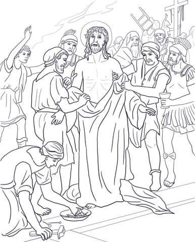 Tenth Station - Jesus' Clothes Are Taken Away Coloring page