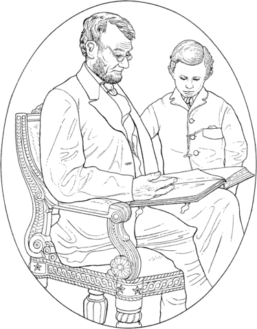 Abraham Lincoln with His Son Coloring page