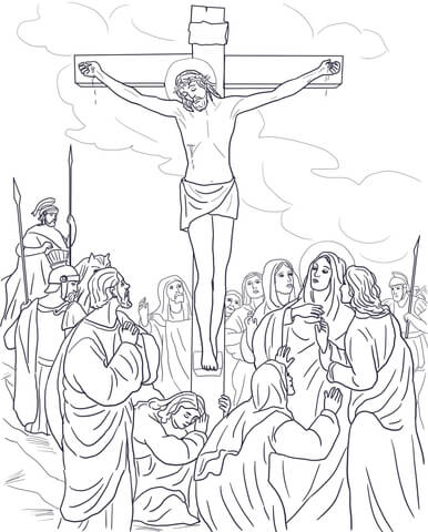 Twelfth Station - Jesus Dies on the Cross Coloring page