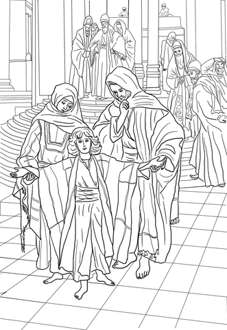 12 Year Old Jesus Found in the Temple Coloring page