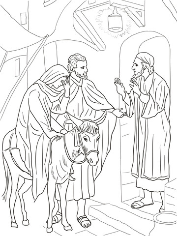 No Room at the Inn for Mary and Joseph Coloring page