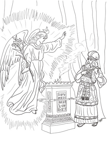 Angel Visits Zechariah Coloring page