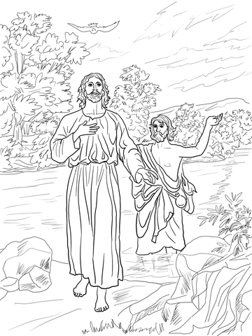 Jesus Baptized by John the Baptist Coloring page