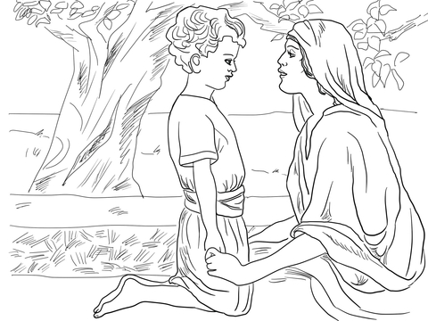 Little Jesus and Mary Coloring page
