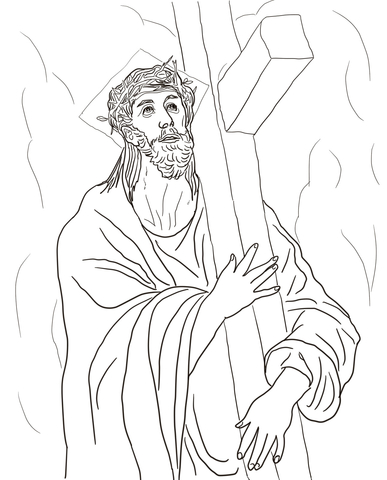 Second Station - Jesus Carries His Cross Coloring page