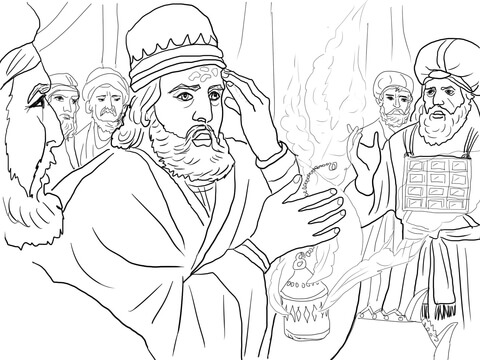 Uzziah Strucked with Leprosy Coloring page