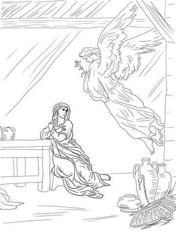 Angel Gabriel Visits Mary Coloring page