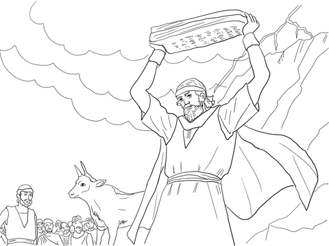 Moses Breaking the Tablets of Law Coloring page