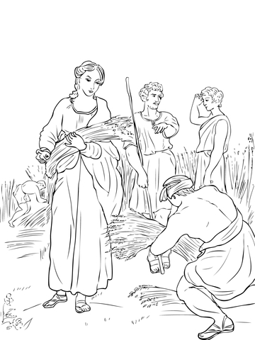 Ruth Working in the Fields Coloring page
