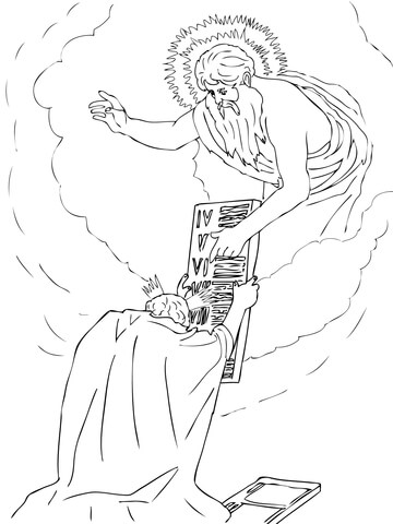 Moses Receiving the Tablets Coloring page