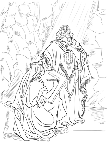 Baruch Writes Down Jeremiah's Prophecy on a Scroll Coloring page