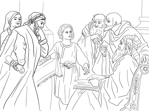 Boy Jesus in the Temple  Coloring page