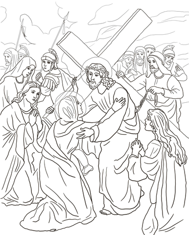 Fourth Station - Jesus Meets His Mother Coloring page