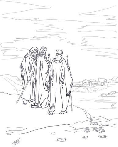 Jesus on the Road to Emmaus Coloring page