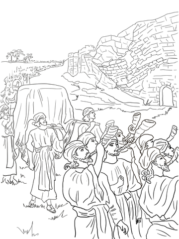 Joshua and the Fall of Jericho Coloring page