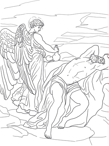God Sends an Angel to Elijah Coloring page