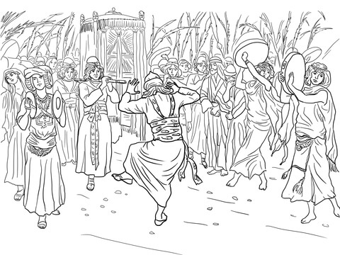 King David Dancing Before the Ark of the Covenant Coloring page