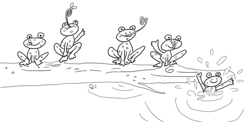 5 Little Speckled Frogs Coloring page