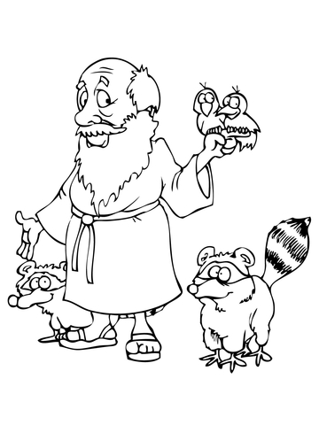 Noah's with Animals Coloring page
