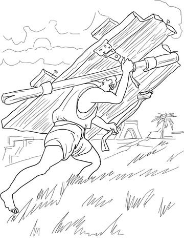 Samson Carries Gates of Gaza Coloring page