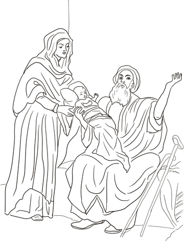 Baby Jesus in the Temple Coloring page