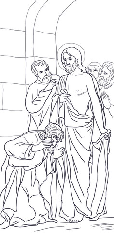 Jesus Appears to Thomas  Coloring page