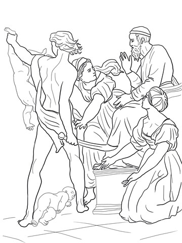 Solomon Threatened to Split the Baby in Half Coloring page