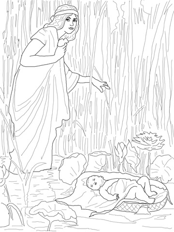 Jochebed Put Baby Moses in the Nile Coloring page