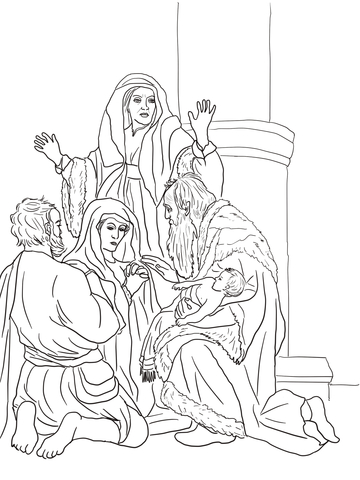 Simeon and Anna Recognize the Lord in Jesus Coloring page