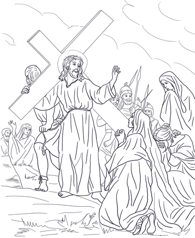 Eighth Station - Jesus Speaks to the Holy Women Coloring page