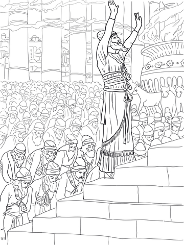 Solomon Prayer in the Temple Coloring page