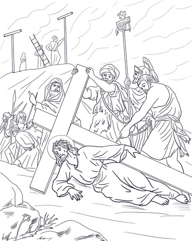 Ninth Station Jesus Falls the Third Time Coloring page