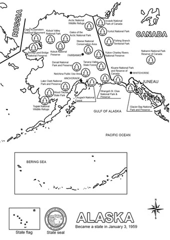 Alaska Map  Coloring page