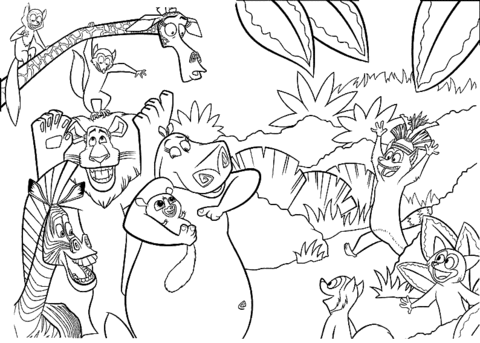 On the island of Lemurs Coloring page