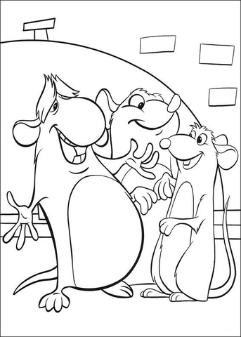 Emille, Django, Remy - all the mice together  Coloring page
