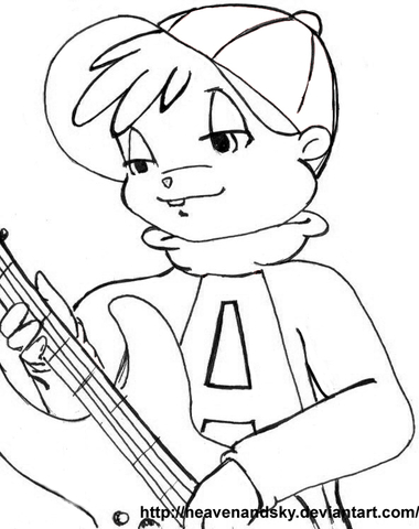 Alvin With a Guitar from Alvin and the Chipmunks Coloring page