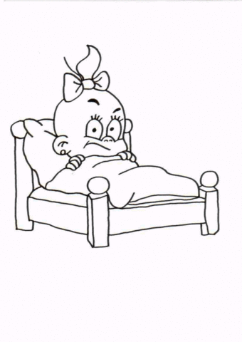 Little girl In bed  Coloring page