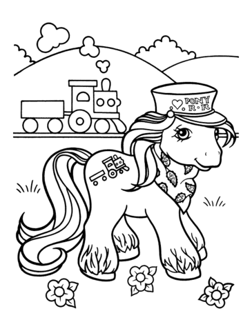 Pony At Train Station  Coloring page