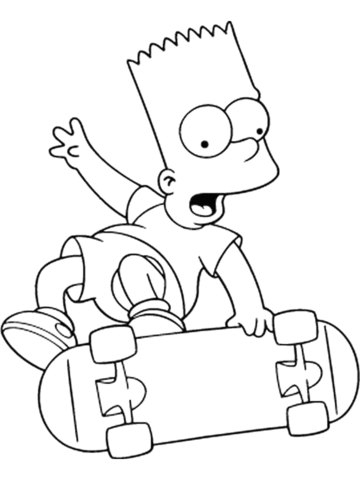 Bart Is Skating  Coloring page