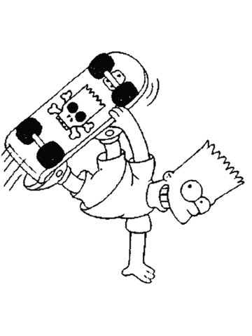 Bart On Skateboard  Coloring page