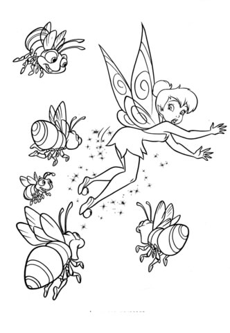 Bees and Fairy Iridessa  Coloring page