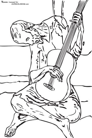 Blue Guitar By Pablo Picasso  Coloring page