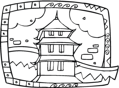 Buddhist Temple  Coloring page